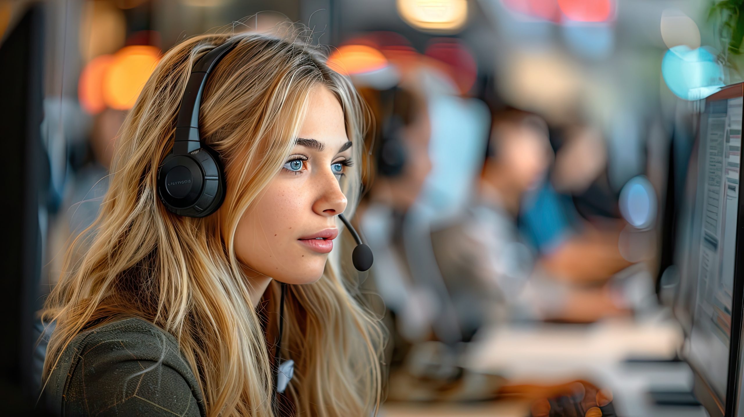 A female Eco Fusion Tech IT specialist speaks to a customer over a call.