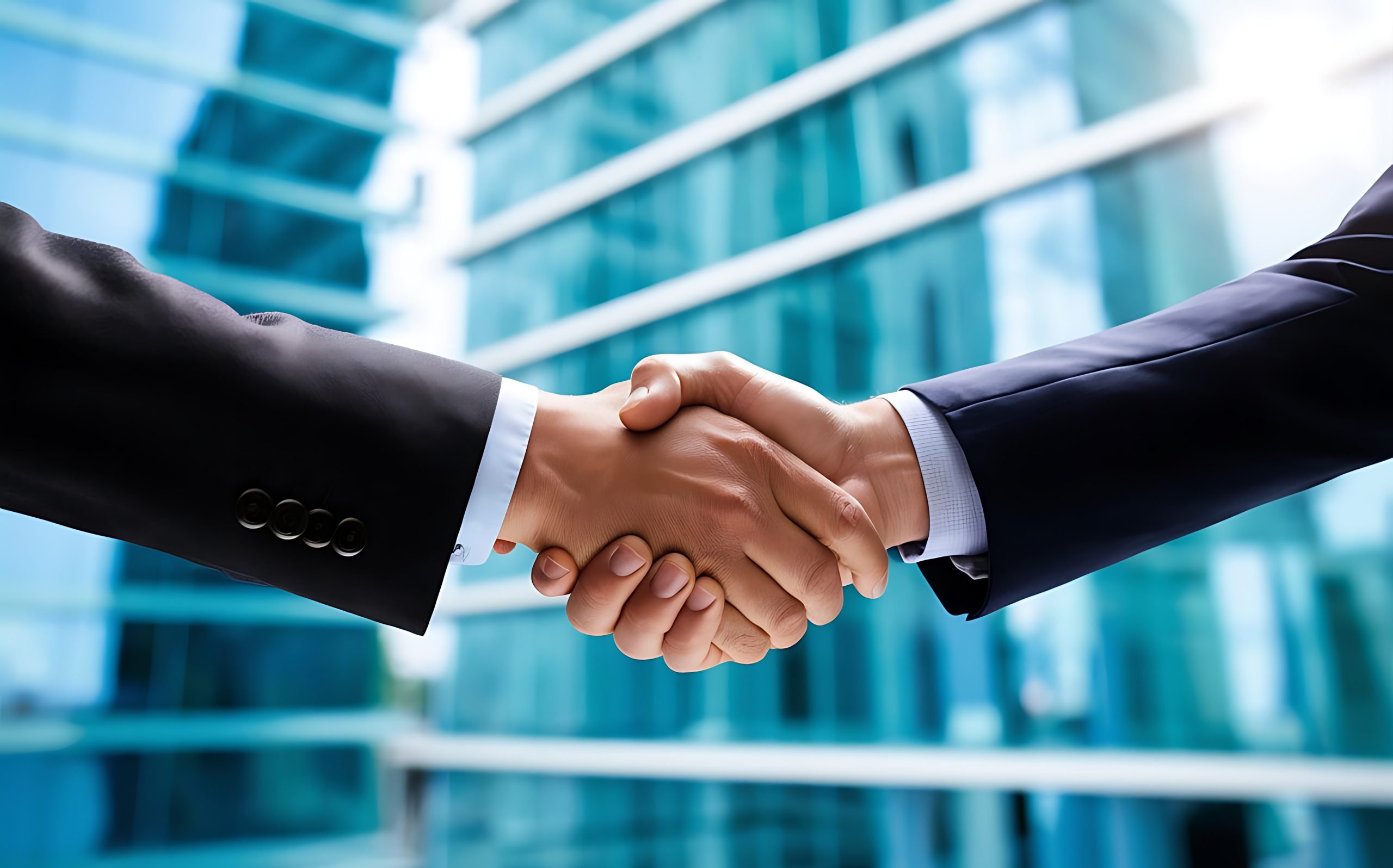 Businessmen handshake representing third-party risk management.