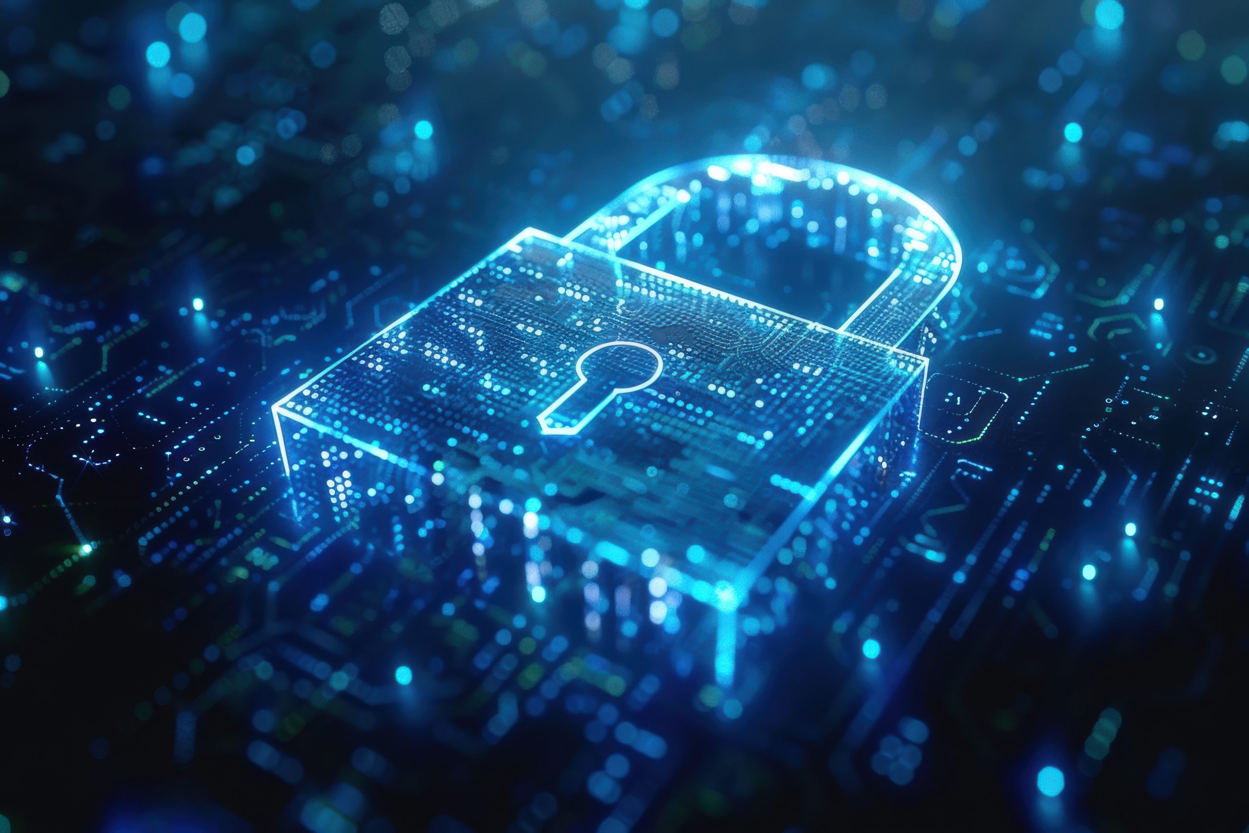 A lock symbol overlayed on digital data streams,  securing risk measures.<br />
