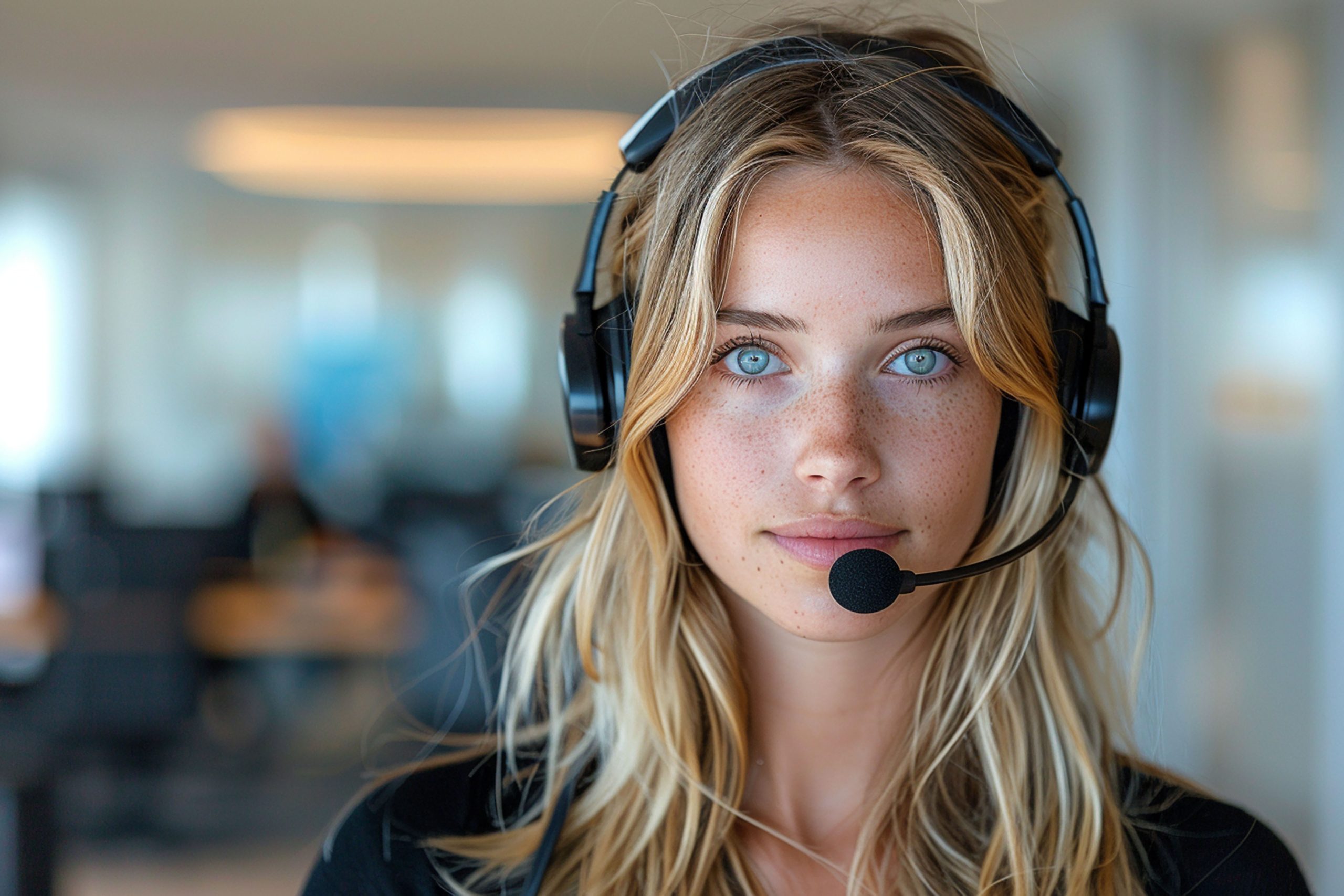 A female Eco Fusion Tech IT specialist wearing a headset.