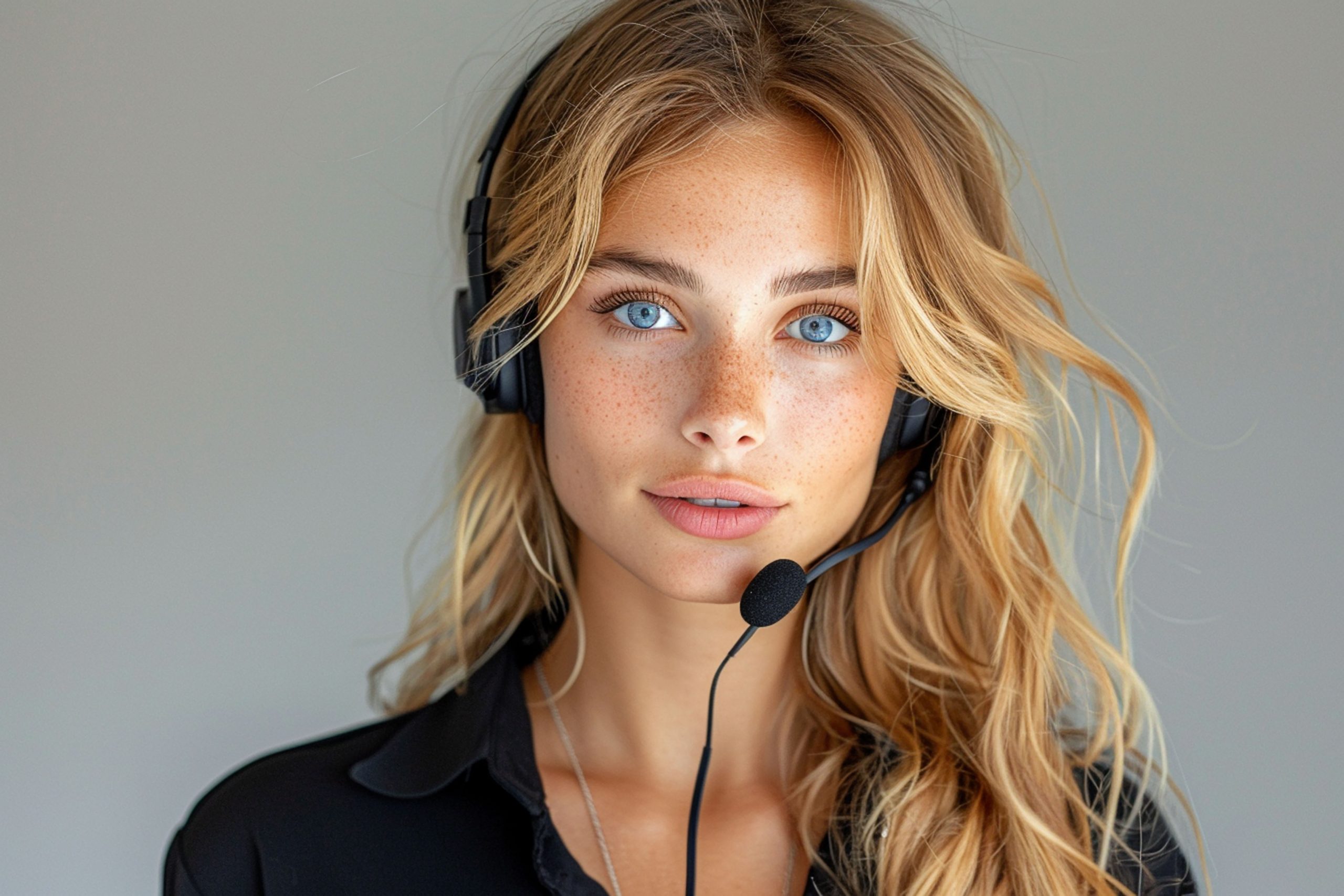 A female Eco Fusion Tech cybersecurity specialist wearing a headset.